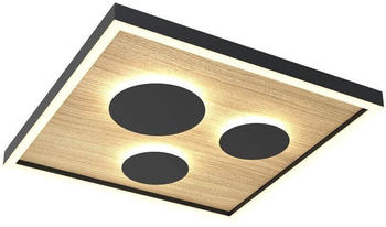 Wofi Dijon LED Deckenleuchte Schwarz-Holz 40x40cm 25W Warmweiss 3-Stufen Dimmbar 9012-306S