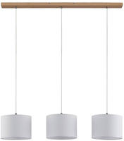 Lindby H&auml;ngeleuchte Pendelleuchte Imarin 3-flg. wei&szlig;, Textil, 100cm Holz Eiche -