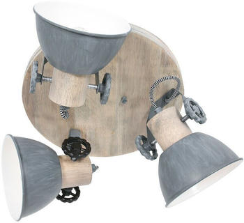 Steinhauer Deckenleuchte GEARWOOD, Holz hell, 3-flammig, rund (3063GR)