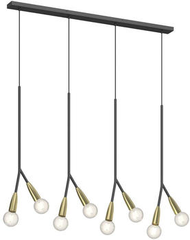 Lucande Carlea Hängelampe, 8-fl., schwarz-messing