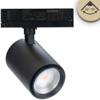 ISOLED 3-PH Schienen-Strahler fokussierbar, 34W, 20°-70°, schwarz matt, Bread 2700K