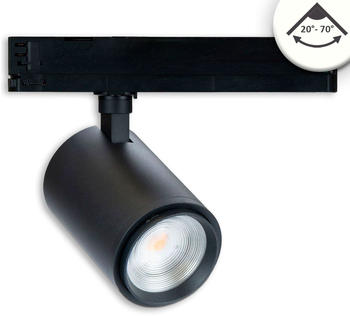 ISOLED 3-Phasen Schienen-Strahler fokussierbar, 42W, 20°-70°, schwarz matt, 4000K, CRI92, DALI dimmbar