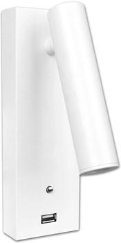 ISOLED LED Leseleuchte, 3W, weiß, mit USB A Ladebuchse, warmweiß, 3 Stufen dimmbar (115639)