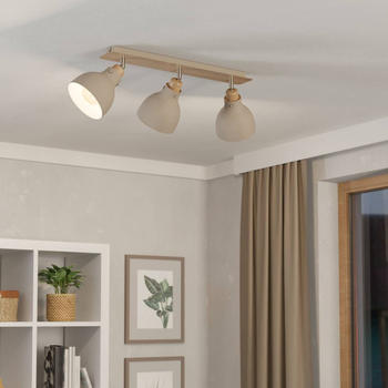 Eglo Deckenleuchte Arrecife sand/Holzoptik, dreiflammig