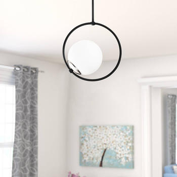 Opviq Deckenlampe Dolunay 3901 schwarz, Glasschirm, Ring