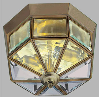 Searchlight Deckenlampe Flush Klassik messing antik, achteckig