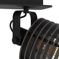 EGLO Deckenspot "SEGOVIA" E27 1 Stk. Deckenlampe, Metall und Holz in Schwarz,