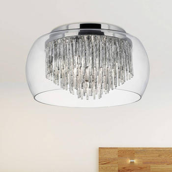 Searchlight Glas-Deckenleuchte Curva mit Alu-Spiralen