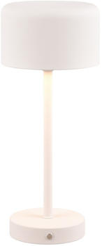 Trio LED-Akku-Tischleuchte Jeff, weiß matt, Höhe 30 cm, Metall