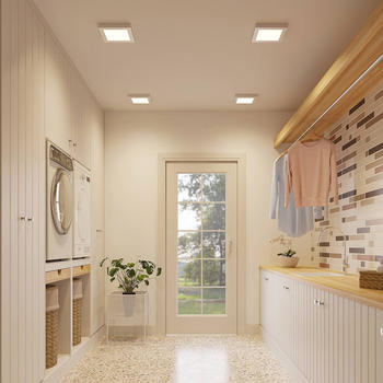 PRIOS LED-Deckenleuchte Alette, silber, 22,7cm, 18W, dimmbar