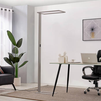 PRIOS Taronis LED-B&uuml;ro-Stehlampe, Dimmer, silber