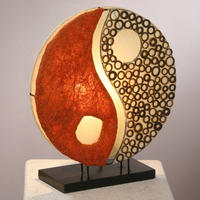 Deko-Leuchte YING YANG, rund, Natur-Material, 30 cm Durchmesser, Stimmungsleuchte,