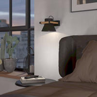 EGLO Wandleuchte "MACCLES Wandlampe, Stahl und Holz, Wohnzimmerlampe, Flurlampe,