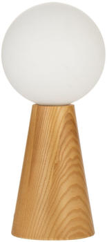 Pauleen Woody Soul Tischlampe, Holzfu&szlig;, Glaskugel