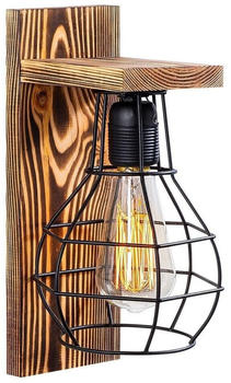 Opviq Wandlampe Erebos 121-A, Holz, Käfigschirm schwarz