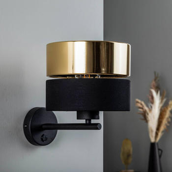 TK Lighting Wandleuchte Hilton, schwarz/gold