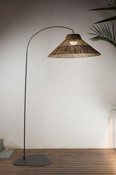 Newgarden NIZA 230 LED Stehleuchte Bogen-Leuchte kabellos Naturfaser + Akku, Controller Innen & Außen IP54