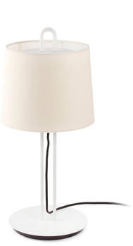 Faro 24034-05 Tischleuchte MONTREAL E27 15W Stahl mattweiß, Textil Beige L:25cm H:54cm Ø22cm dimmbar