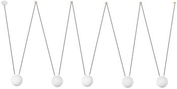 Faro 28375-5L Hängeleuchte MINE E27 15W Aluminium+Holz mattweiß L:250cm H:500cm Ø18.5cm dimmbar