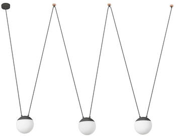 Faro 28376-3L Hängeleuchte MINE PC E27 15W Aluminium+Holz dunkelgrau L:150cm H:300cm Ø18.5cm dimmbar