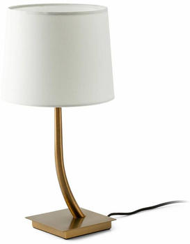 Faro 29685-04 Tischleuchte REM E27 15W Stahl altes Gold, Textil Weiß L:15cm H:37cm dimmbar