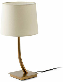 Faro 29685-05 Tischleuchte REM E27 15W Stahl altes Gold, Textil Beige L:15cm H:37cm dimmbar