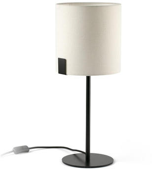 Faro 20054 Tischleuchte NILA E27 15W Stahl mattschwarz, Textil Weiß H:55cm Ø22cm dimmbar