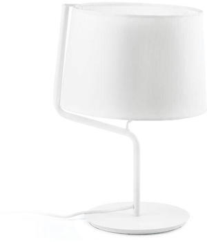 Faro 29332 Tischleuchte BERNI E27 15W Stahl mattweiß, Textil Weiß H:45cm Ø31cm dimmbar