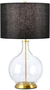Elstead Lighting ORB-CLEAR-AB-BLK Tischleuchte Orb E27 40W Glas, Stahl, Kunstleinen, Altmessing H:67cm Ø36cm