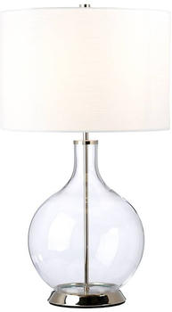 Elstead Lighting ORB-CLEAR-PN-WHT Tischleuchte Orb E27 40W Glas, Stahl, Kunstleinen, Nickel poliert H:67cm B:36cm Ø36cm
