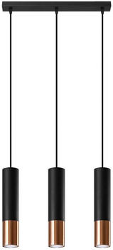 Sollux SL.0948 Pendelleuchte LOOPEZ 3L schwarz/Kupfer L: 45cm, B: 6cm, H: 90cm, GU10/40W, dimmbar