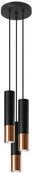 Sollux SL.0949 Pendelleuchte LOOPEZ 3P schwarz/Kupfer L: 200, B: 200, H: 900, GU10/40W, dimmbar