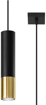 Sollux SL.0952 Pendelleuchte LOOPEZ 1 schwarz/Gold L: 8cm, B: 8cm, H: 100cm, GU10/40W, dimmbar