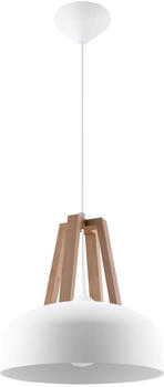 Sollux SL.0388 Pendelleuchte CASCO weiß/ Holz L: 30, B: 30, H: 100cm, Fassung E27, dimmbar
