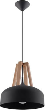 Sollux SL.0390 Pendelleuchte CASCO schwarz/ Holz L: 30, B: 30, H: 100, Fassung E27, dimmbar