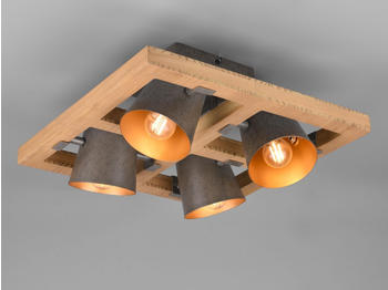 Meine Wunschleuchte LED Deckenstrahler 4-flammig mit Holz Beleuchtung Flur, Diele und Treppenhaus
