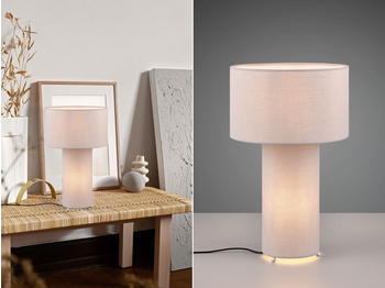 Meine Wunschleuchte Große LED Tischleuchte Bauhaus Stil Stofflampe in Grau Nachttischleuchte 40cm