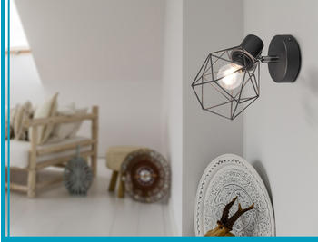 Meine Wunschleuchte Wandstrahler innen Retro Wandleuchte Industrial Drahtlampe Vintage Gitterlampe