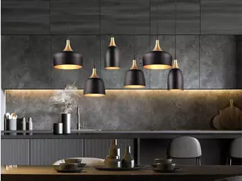 Trio Pendelleuchte CHIRAZ 90cm Schwarz Gold 6 flammig