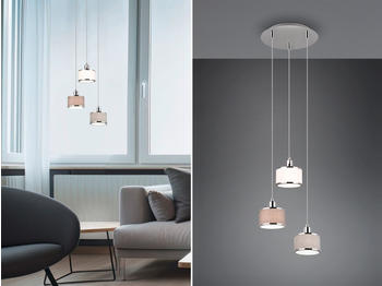 Trio Pendelleuchte dreiflammig &Oslash; 29cm mit Stoffschirmen