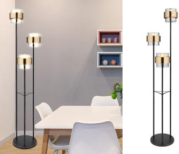 Meine Wunschleuchte LED Rauchglas 3er Stehlampe für Wohnzimmer, große Leselampen hinter Couch Sofa