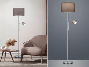 Meine Wunschleuchte Große LED Stehleuchte mit Leselampe Stoffschirme Grau Stehlampen Wohnzimmer