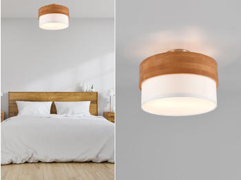 Meine Wunschleuchte LED Deckenleuchte Holzlampe mit Stoffschirm Weiß Ø 30cm Eingangsbereich, Galerie