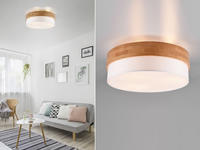 Led Deckenleuchte Holzlampe Mit Stoffschirm Wei&szlig;, &Oslash; 50cm