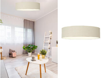 Smartwares Runde LED Deckenleuchte mit Stoffschirm aus Rattan - Küchendeckenlampen dimmbar