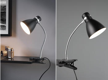Meine Wunschleuchte LED Klemmleuchte Designklassiker Nachttischlampe Industrial Schwarz Chrom 36cm