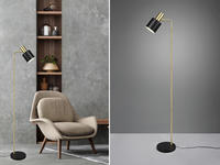 Led Stehleuchte Gold & Metallschirm Schwarz H&ouml;he 154cm