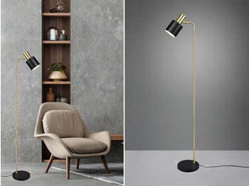 Meine Wunschleuchte LED Stehlampe Metall Schwarz & Gold Retro Leselampe dimmbar Höhe 154cm
