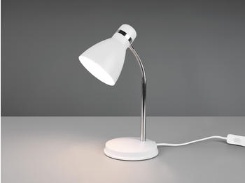 Meine Wunschleuchte LED Schreibtischlampe Nachttischlampe Chrom Metallschirm Weiß dimmbar, Höhe 33cm