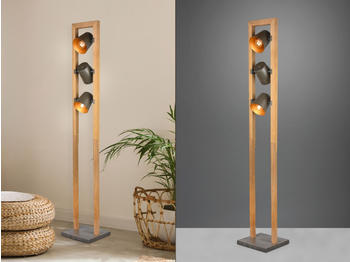 Meine Wunschleuchte LED Stehleuchte 3-flammig Holz /Metall Silber & Gold Wohnzimmerlampe hinter Sofa